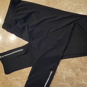 Steve Madden Black Stretchy Leggings w Functional Ankle Zippers,  Sz S